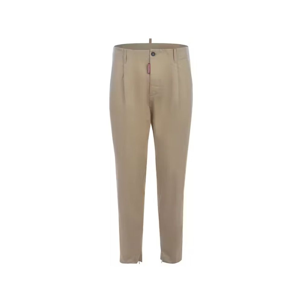 Beige Cotton Chino Pants - TIZZIL