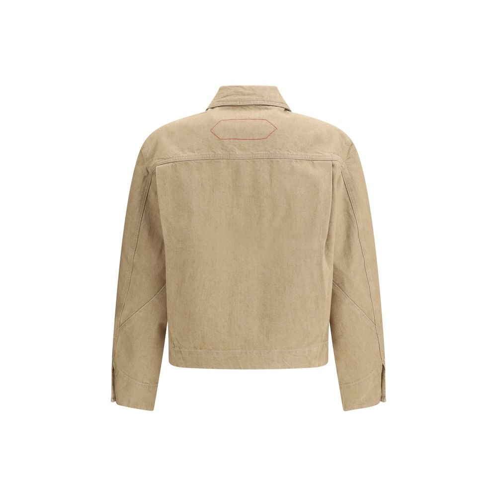 Beige Cotton Denim Jacket - TIZZIL