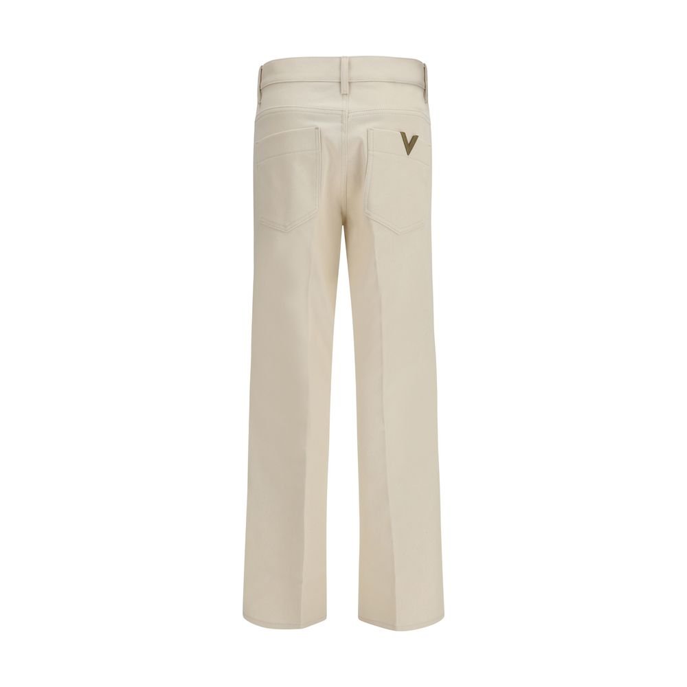 Beige Cotton Flared Jeans - TIZZIL
