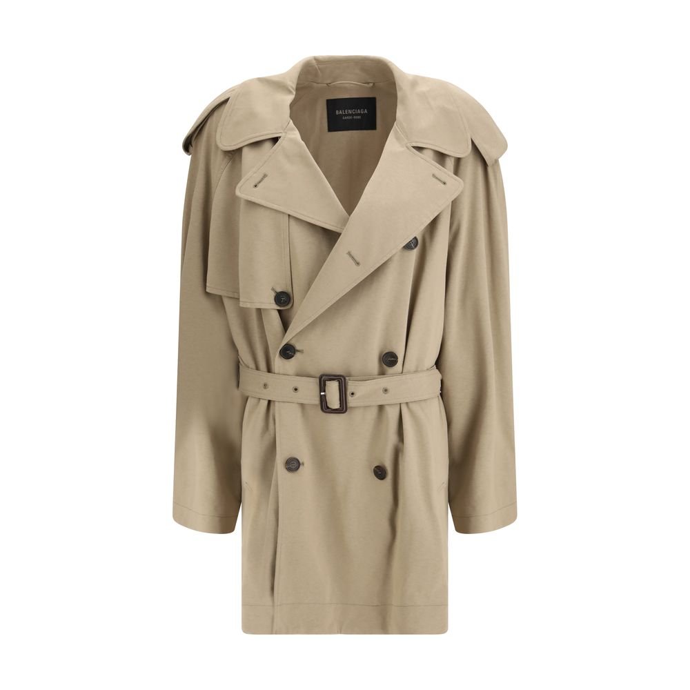 Beige Cotton Trench Coat - TIZZIL
