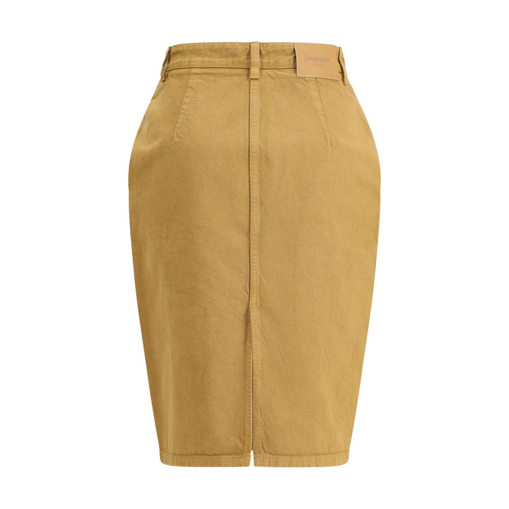 Beige Denim Skirt - TIZZIL