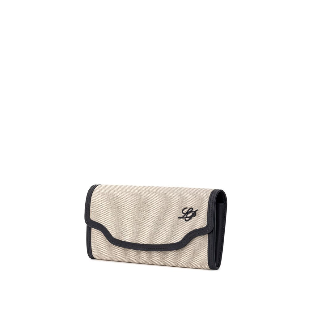 Beige Fabric And Leather Wallet - TIZZIL