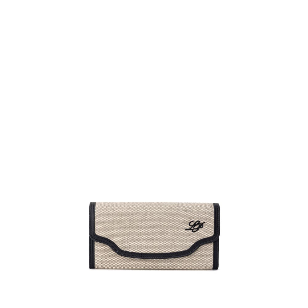 Beige Fabric And Leather Wallet - TIZZIL