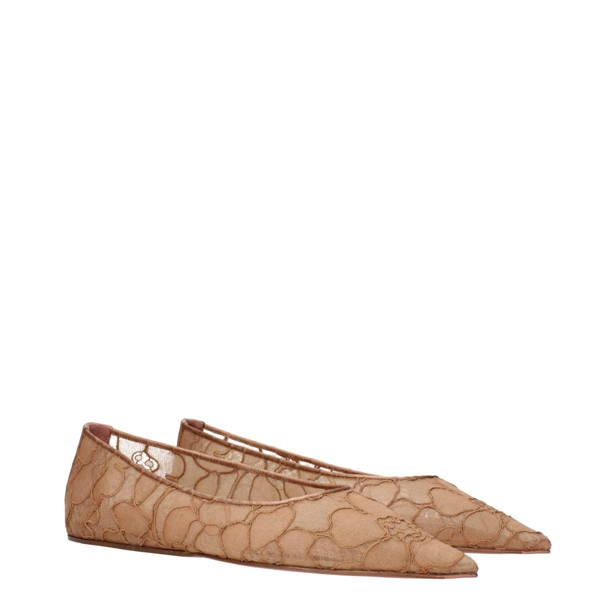 Beige Fabric Ballet Flats - TIZZIL