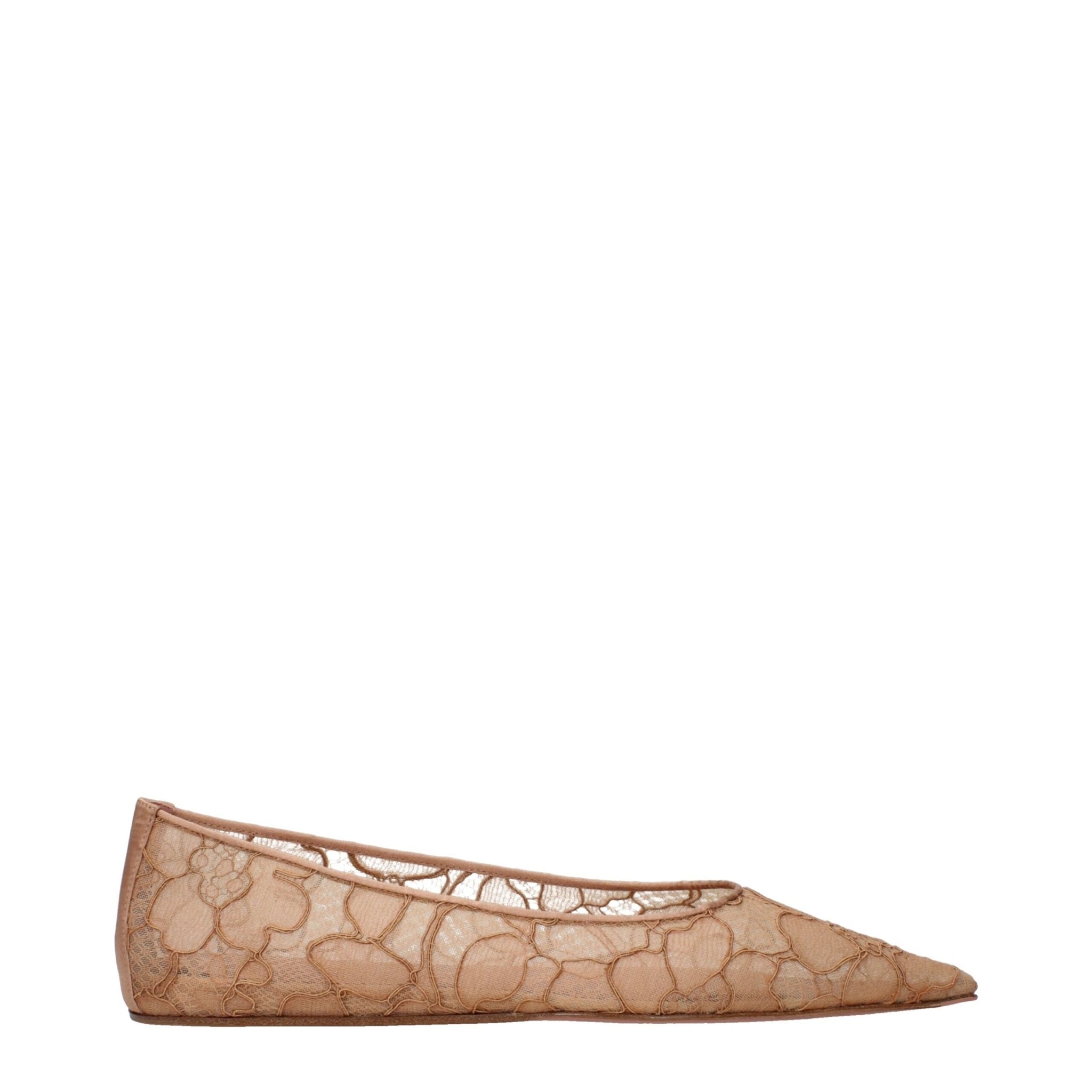 Beige Fabric Ballet Flats - TIZZIL