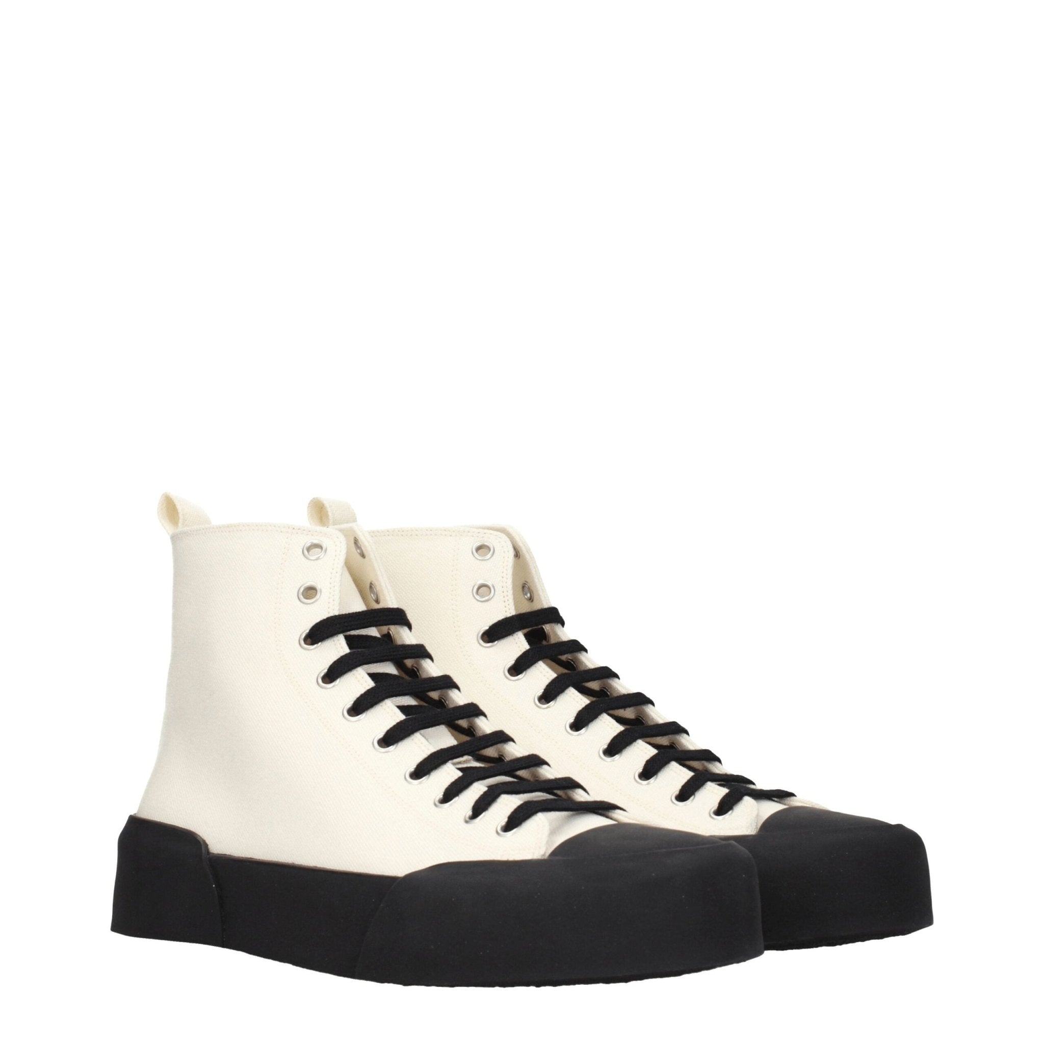 Beige Fabric High Top Sneakers - TIZZIL