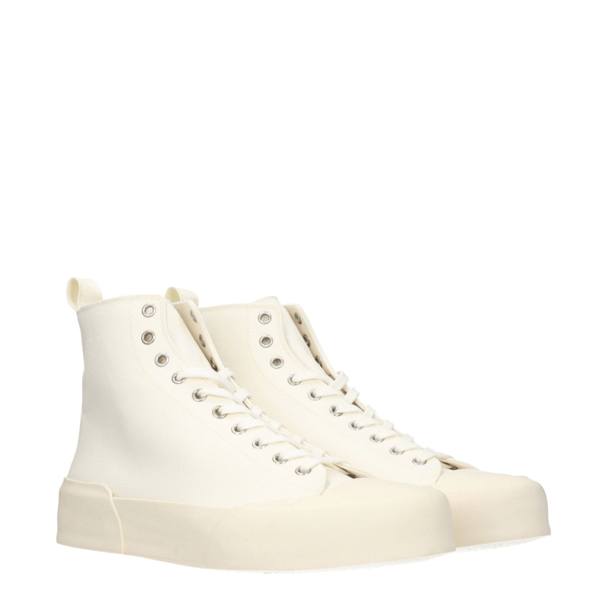 Beige Fabric High Top Sneakers - TIZZIL