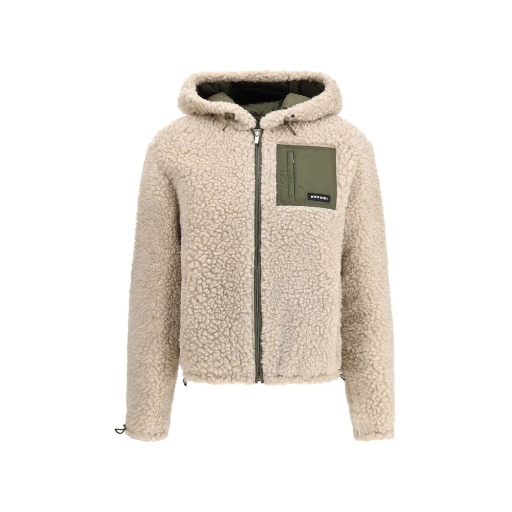 Beige Fleece Wool Full - Length Jacket - TIZZIL