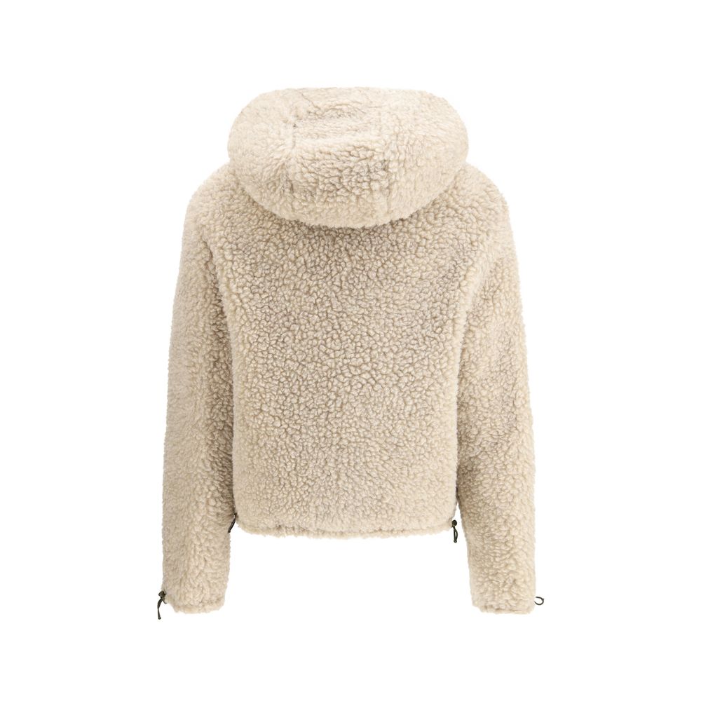 Beige Fleece Wool Full - Length Jacket - TIZZIL