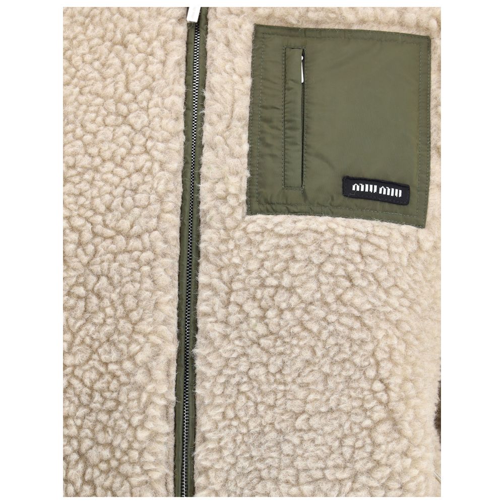 Beige Fleece Wool Full - Length Jacket - TIZZIL