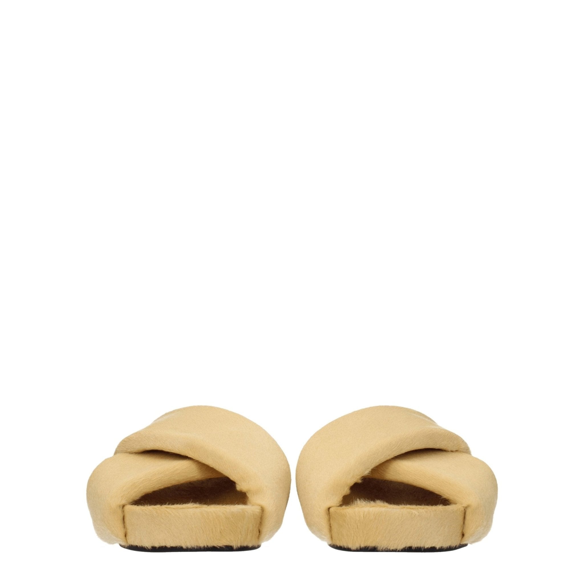 Beige Horsehair Slippers - TIZZIL