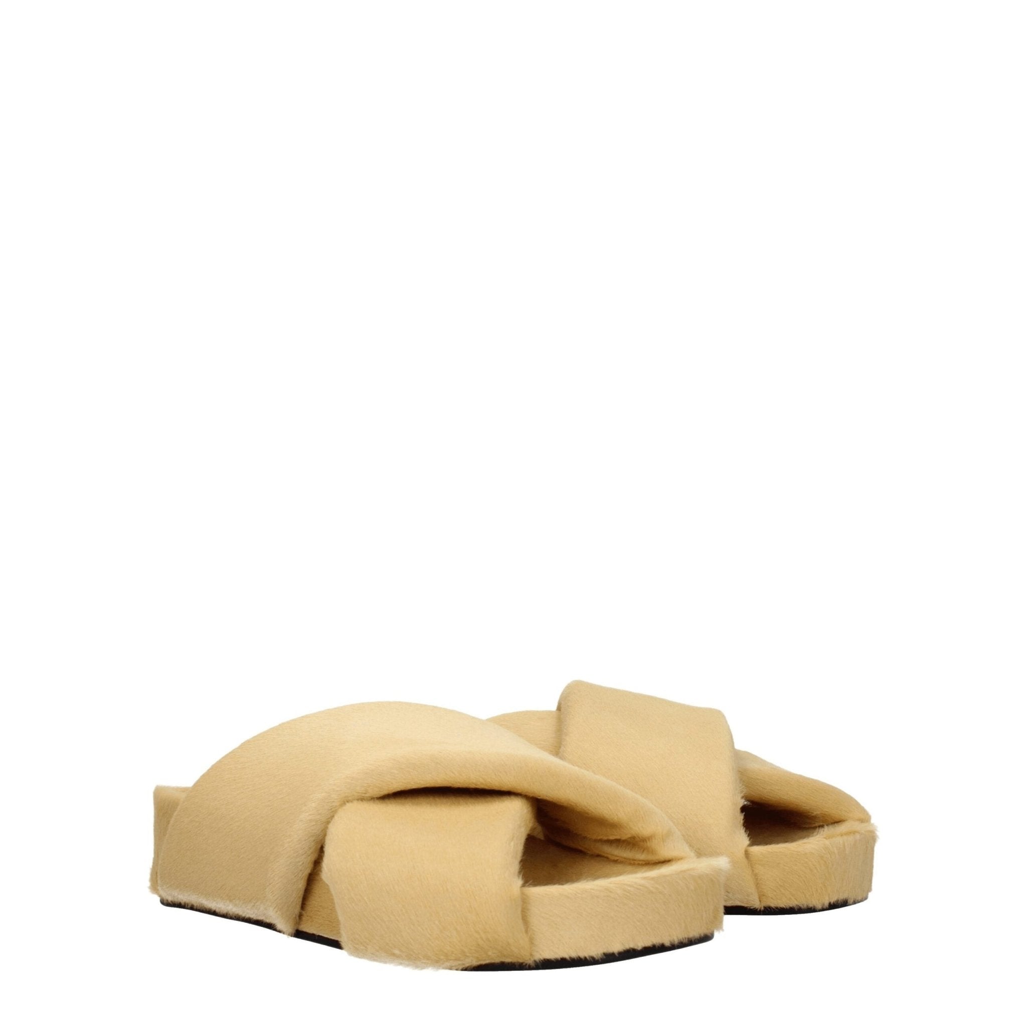 Beige Horsehair Slippers - TIZZIL