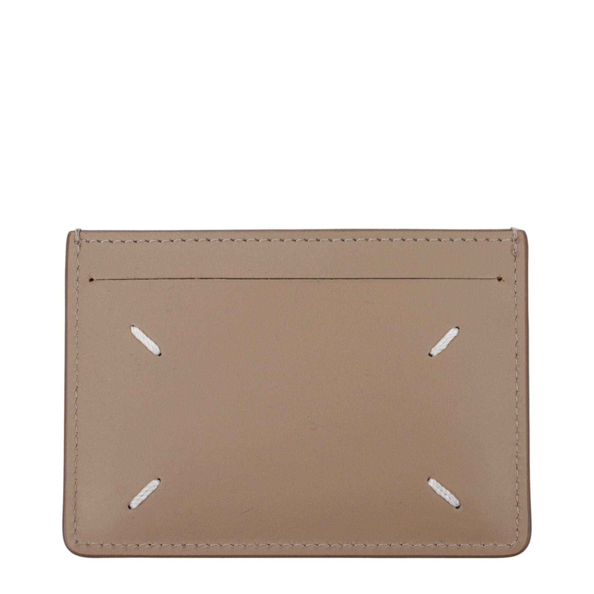 Beige Leather Cardholder - TIZZIL