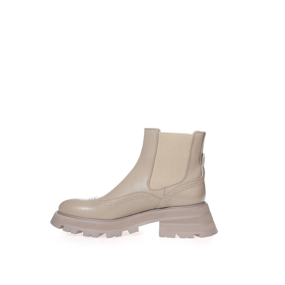 Beige Leather Chelsea Boots - TIZZIL
