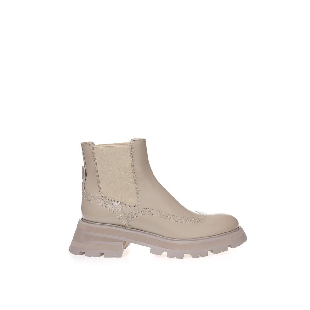 Beige Leather Chelsea Boots - TIZZIL