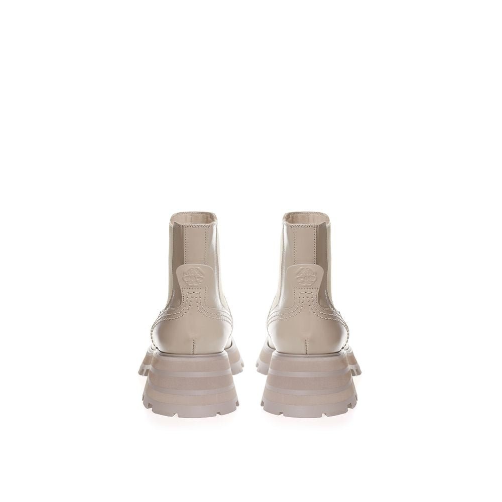 Beige Leather Chelsea Boots - TIZZIL