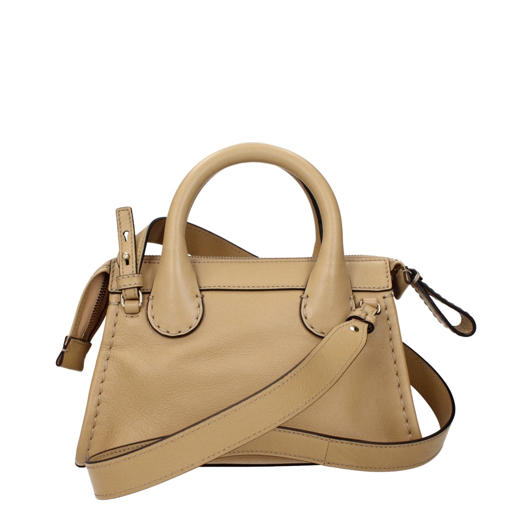Beige Leather Handbag - TIZZIL