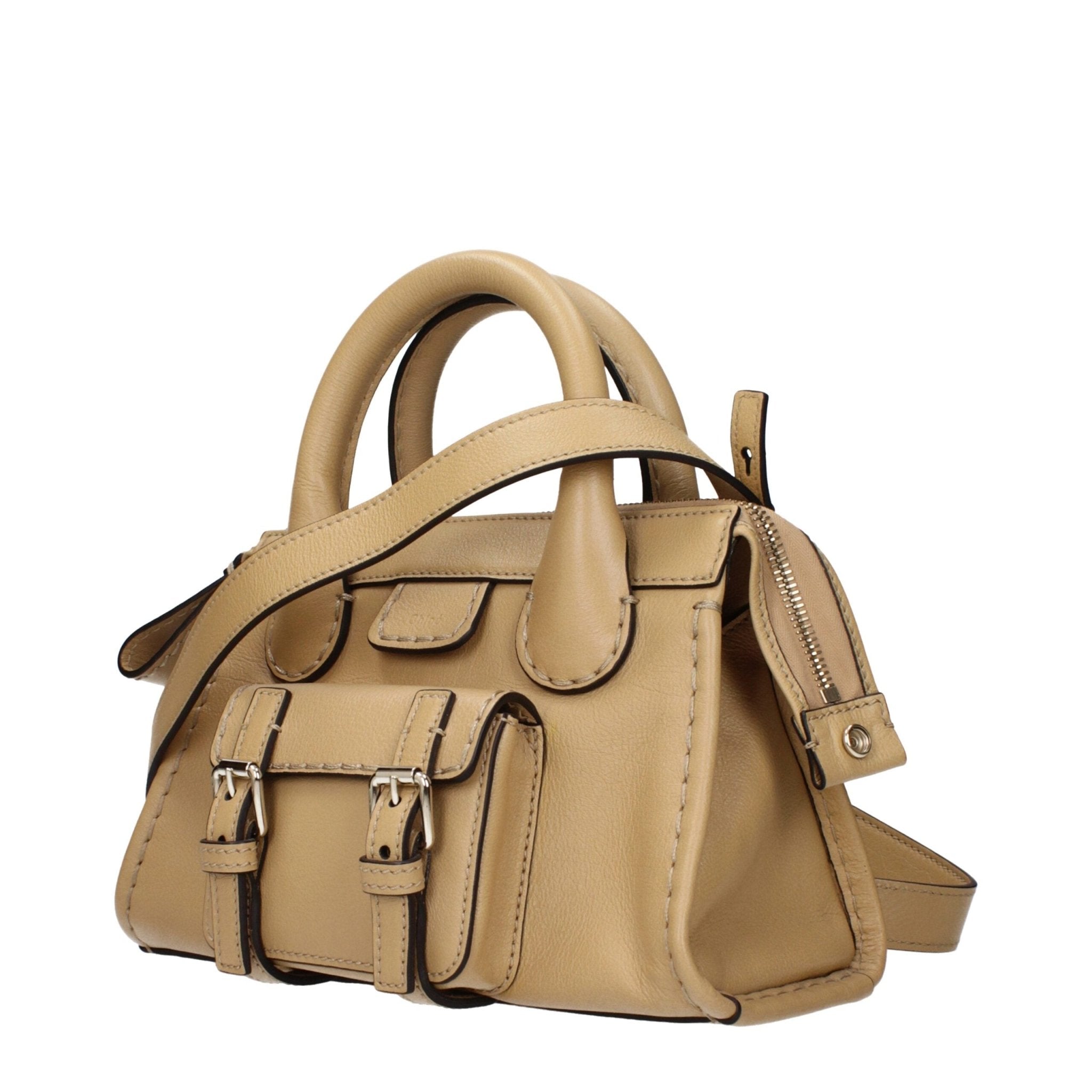 Beige Leather Handbag - TIZZIL