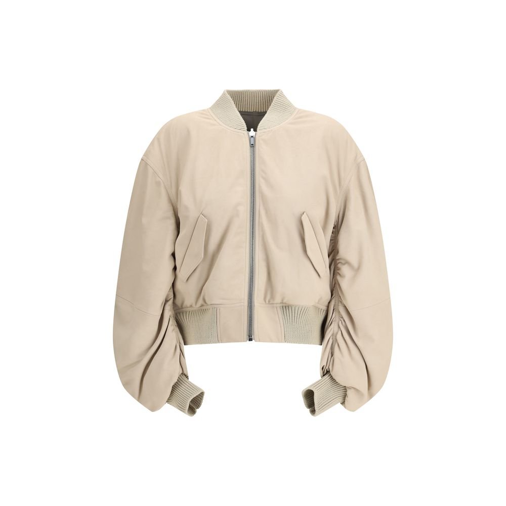 Beige Leather Jacket - TIZZIL