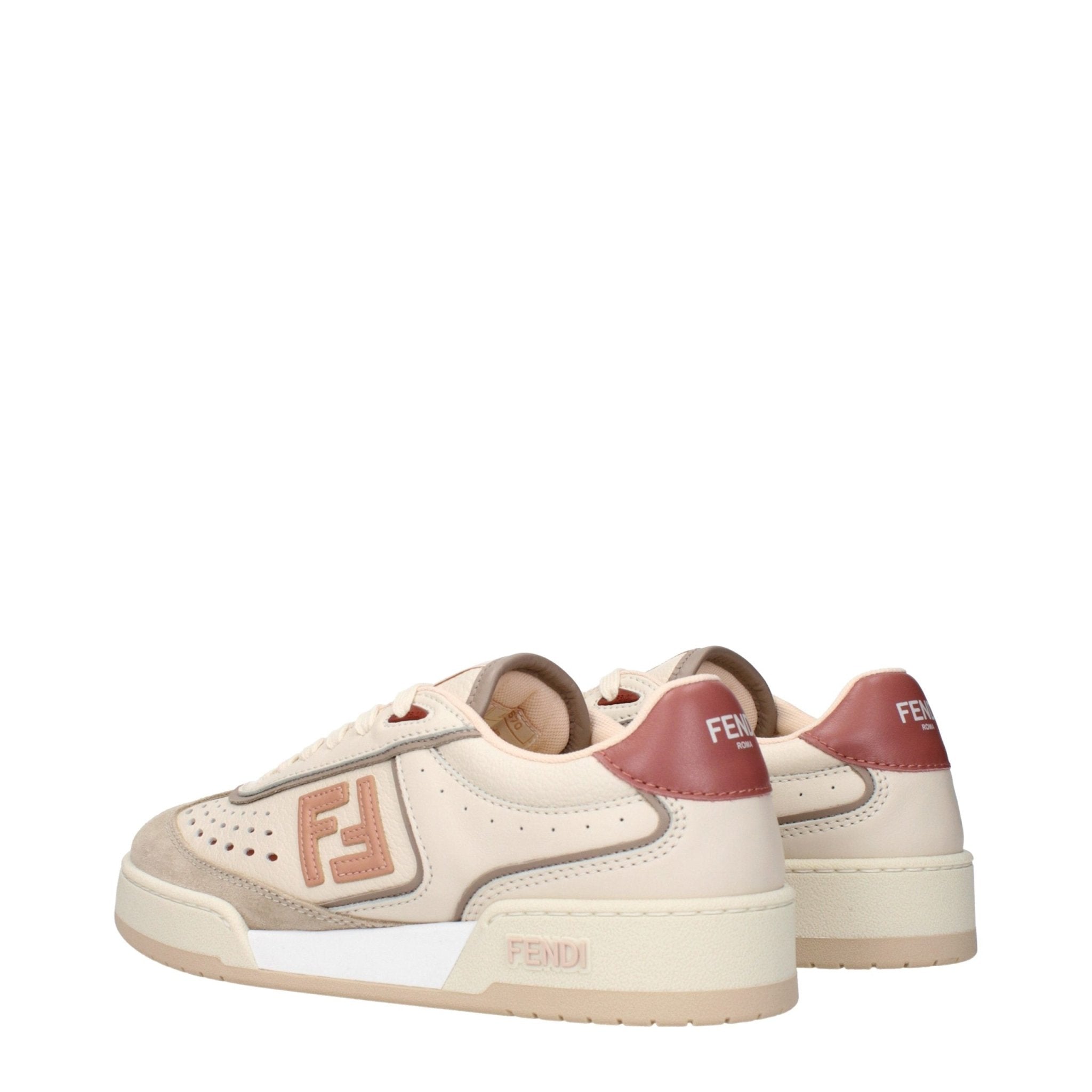 Beige Leather Low Top Sneakers - TIZZIL