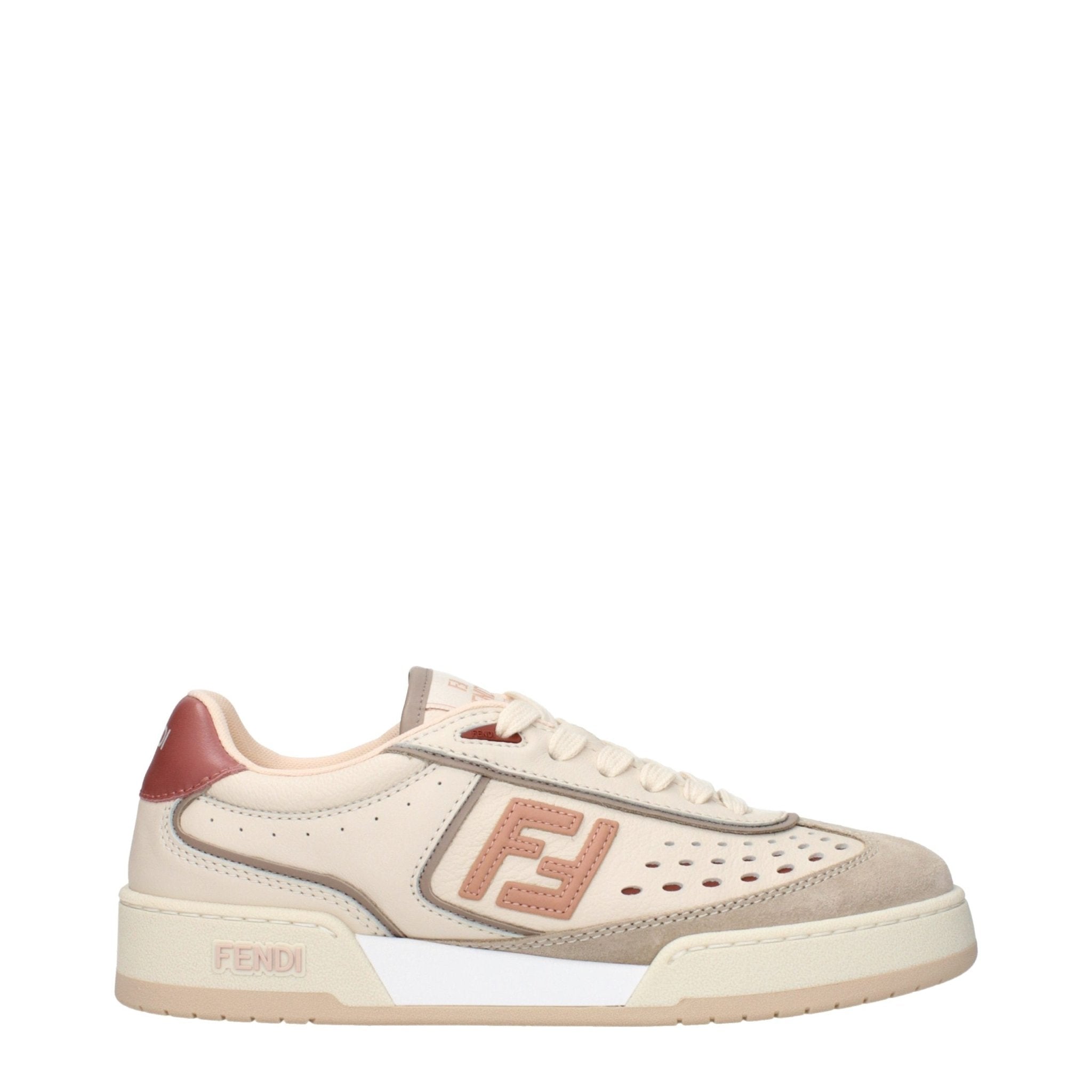 Beige Leather Low Top Sneakers - TIZZIL