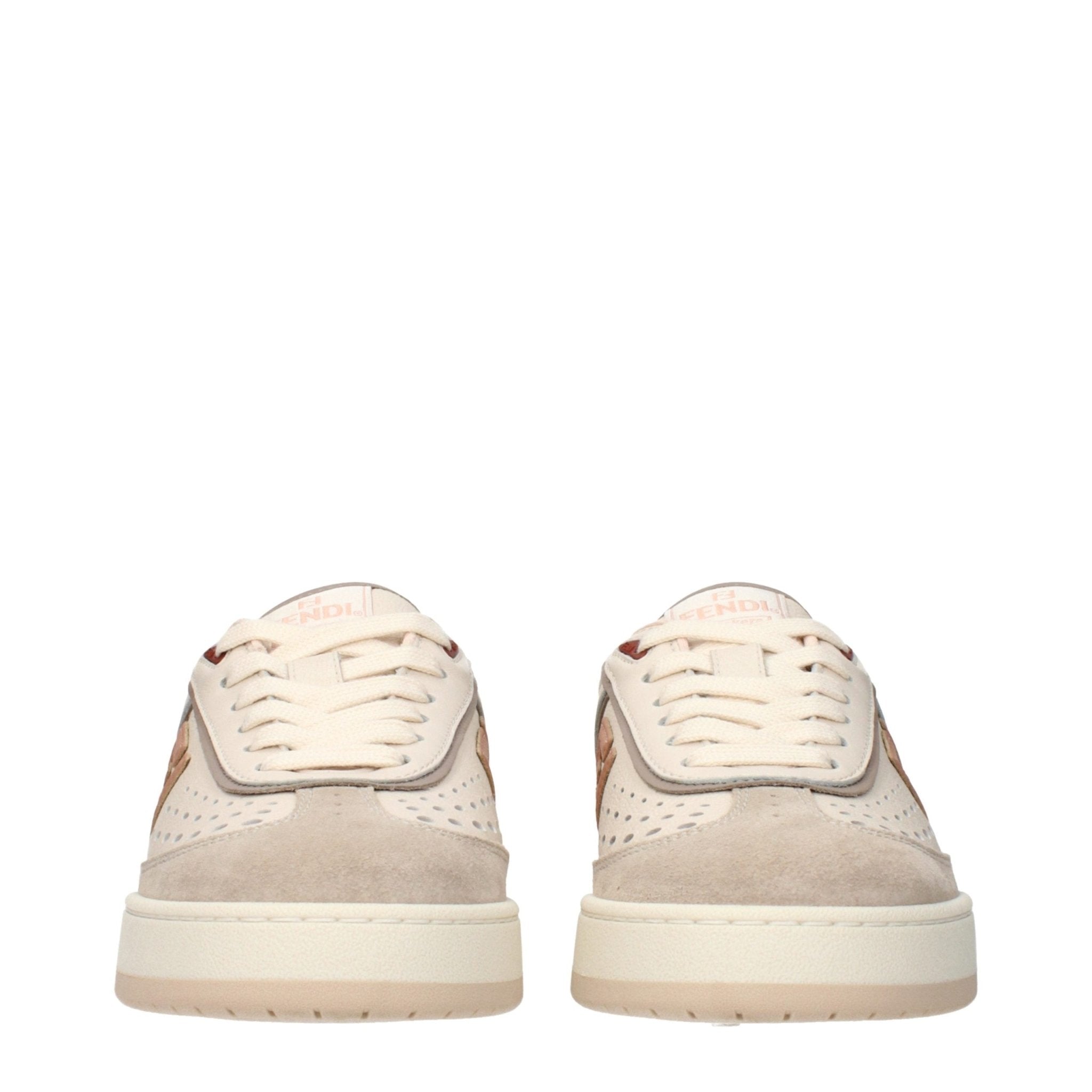 Beige Leather Low Top Sneakers - TIZZIL