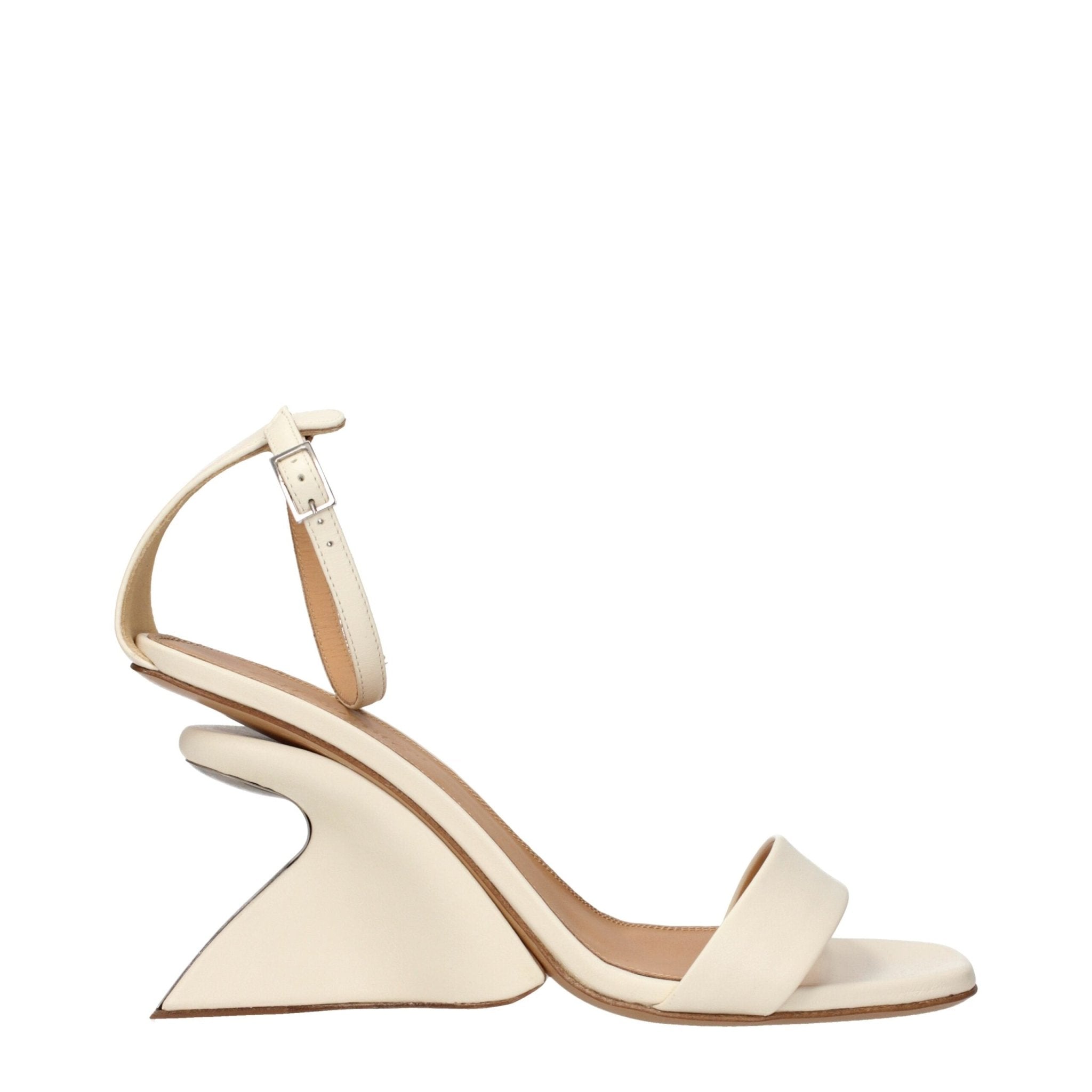 Beige Leather Platform Sandals - TIZZIL