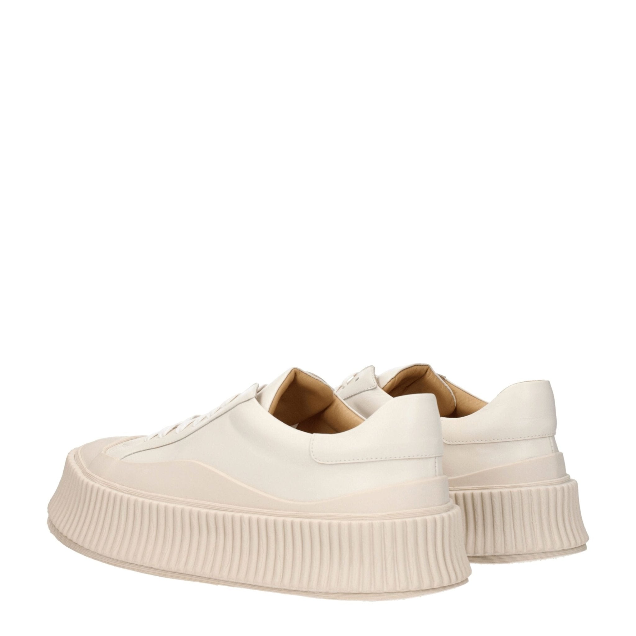 Beige Leather Platform Sneakers - TIZZIL