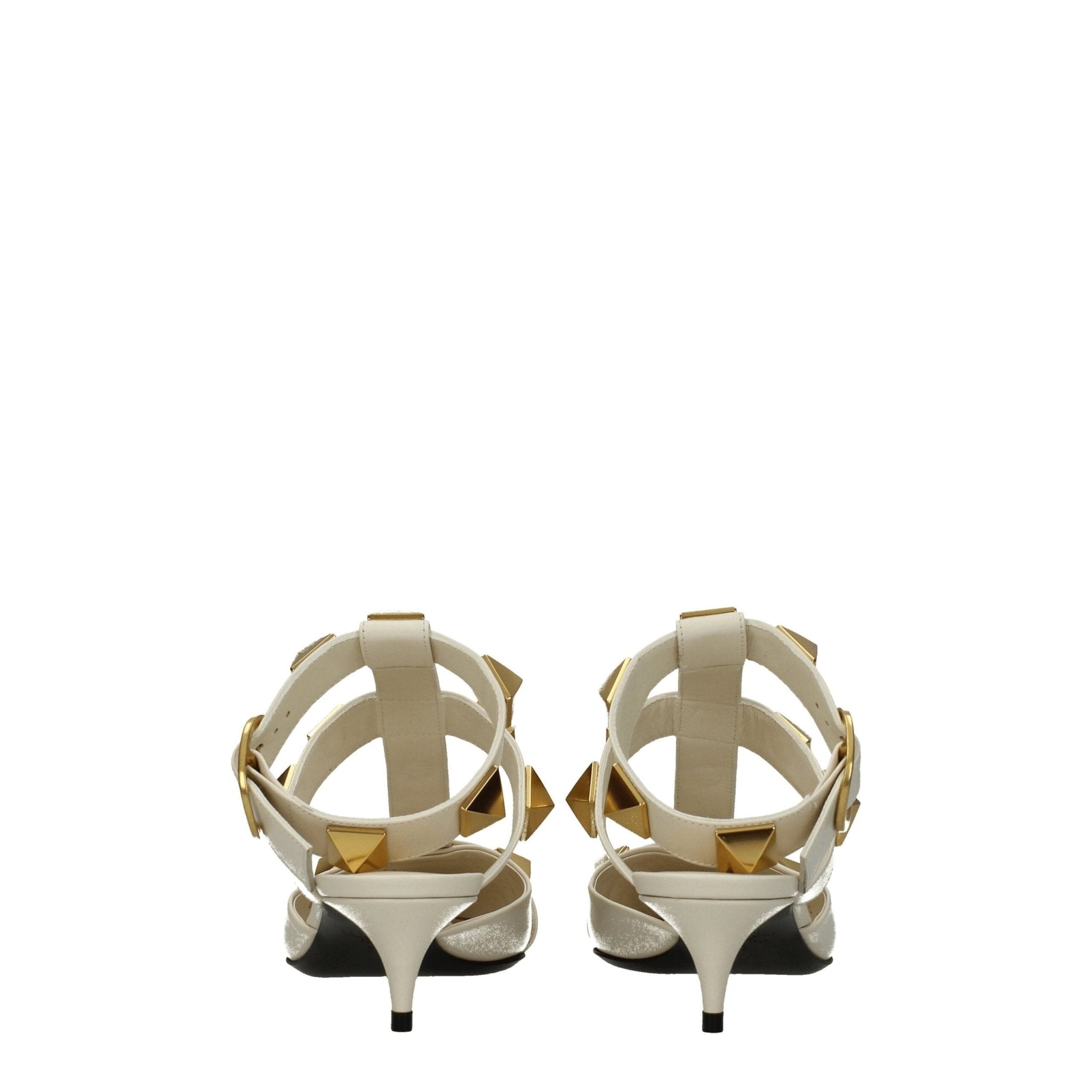 Beige Leather Stiletto Heel Sandals - TIZZIL