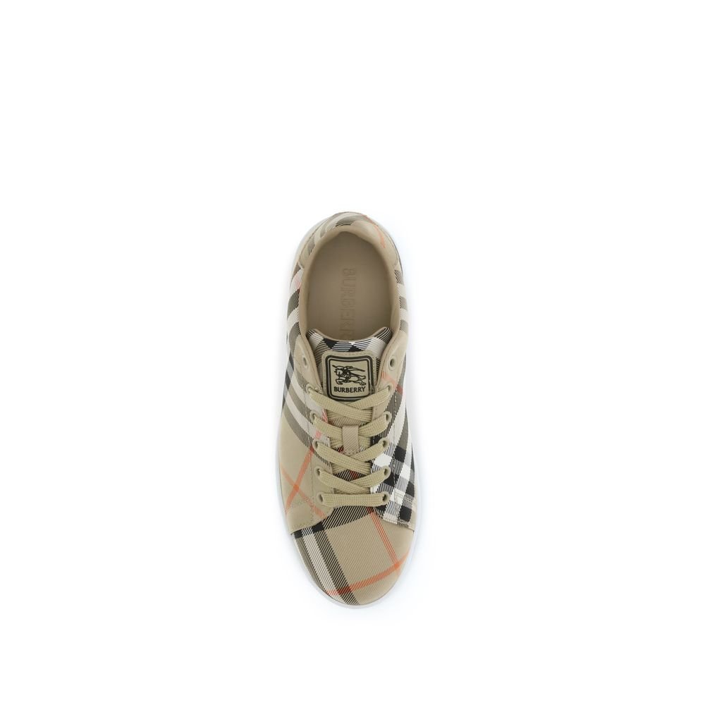 Beige Nylon Low Top Sneakers - TIZZIL