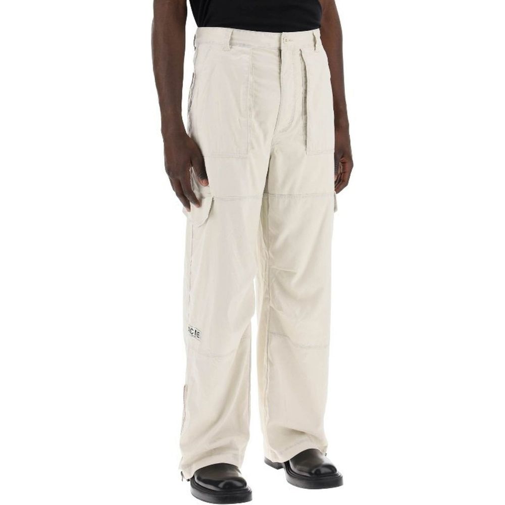 Beige Polyester Cargo Pants - TIZZIL