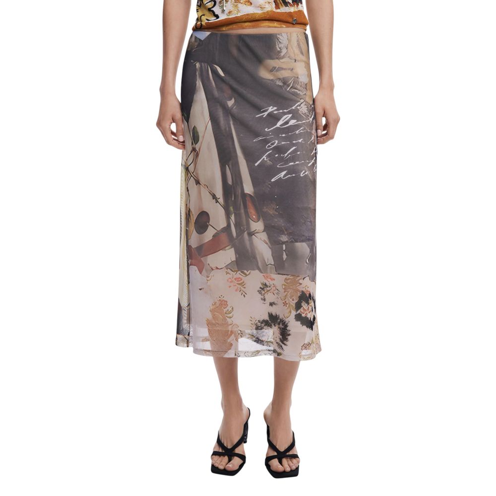 Beige Polyester Long Skirt - TIZZIL