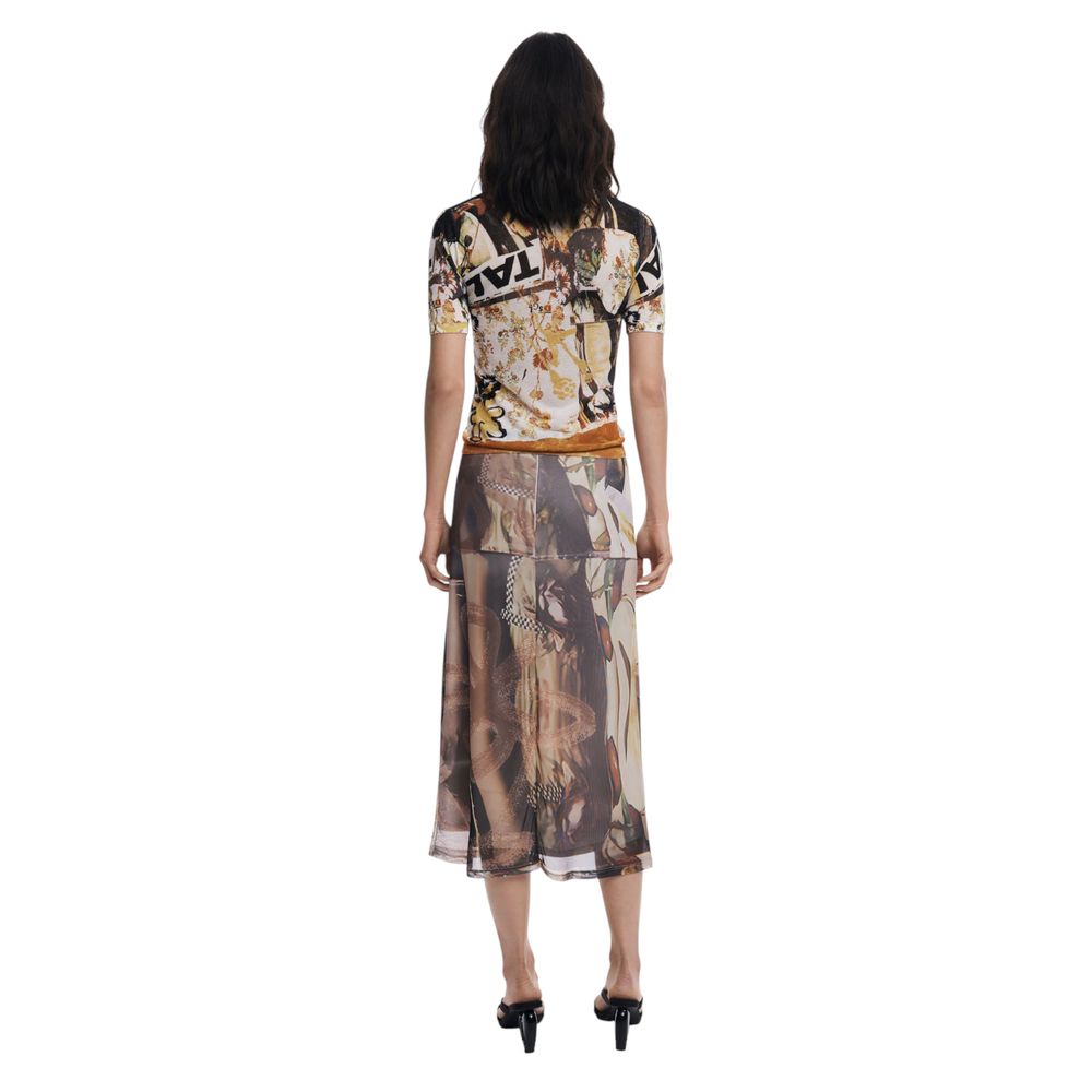Beige Polyester Long Skirt - TIZZIL