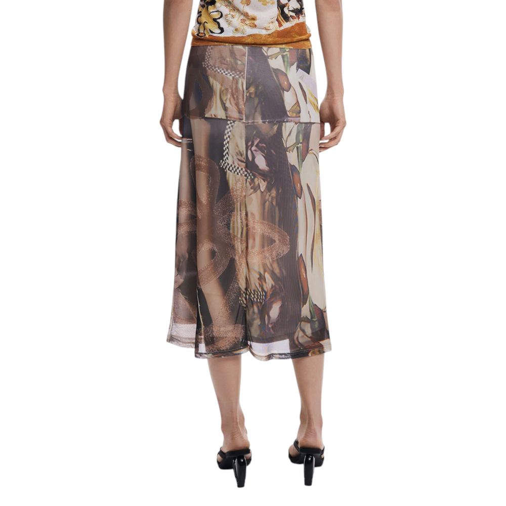 Beige Polyester Long Skirt - TIZZIL