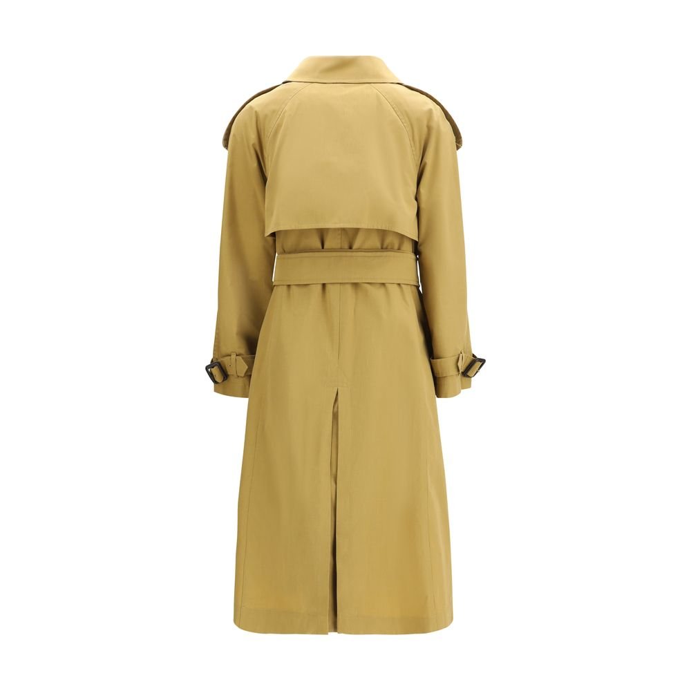 Beige Polyester Trench Coat - TIZZIL