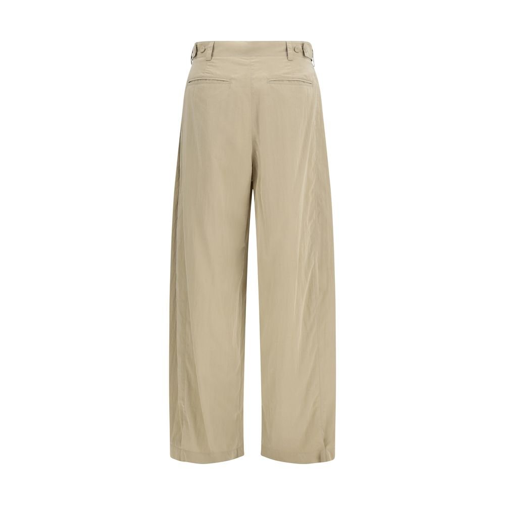 Beige Silk Casual Pants - TIZZIL