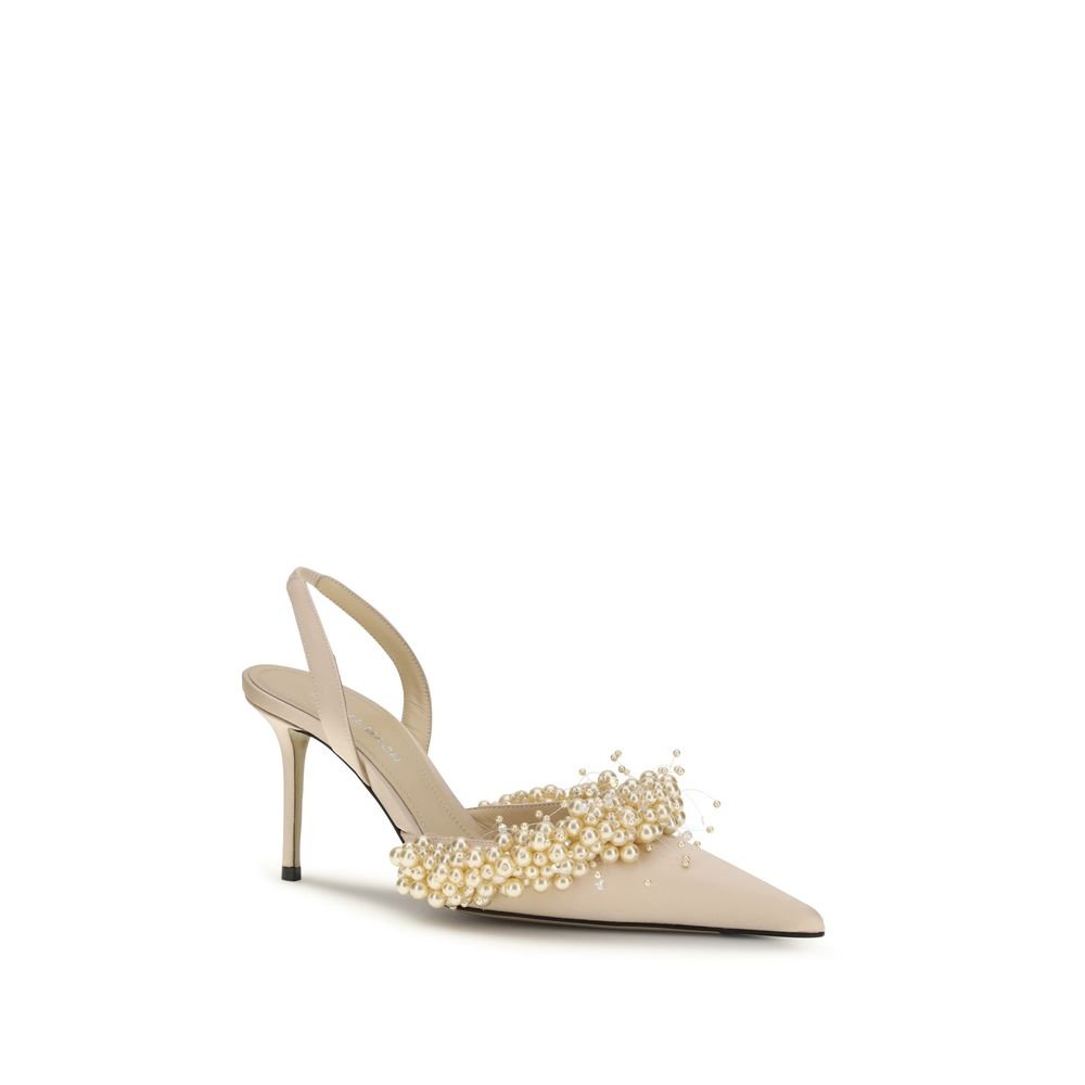 Beige Silk High Heel Pumps - TIZZIL