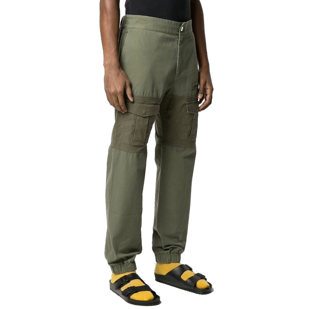 Bicolor Cotton Cargo Pants - TIZZIL