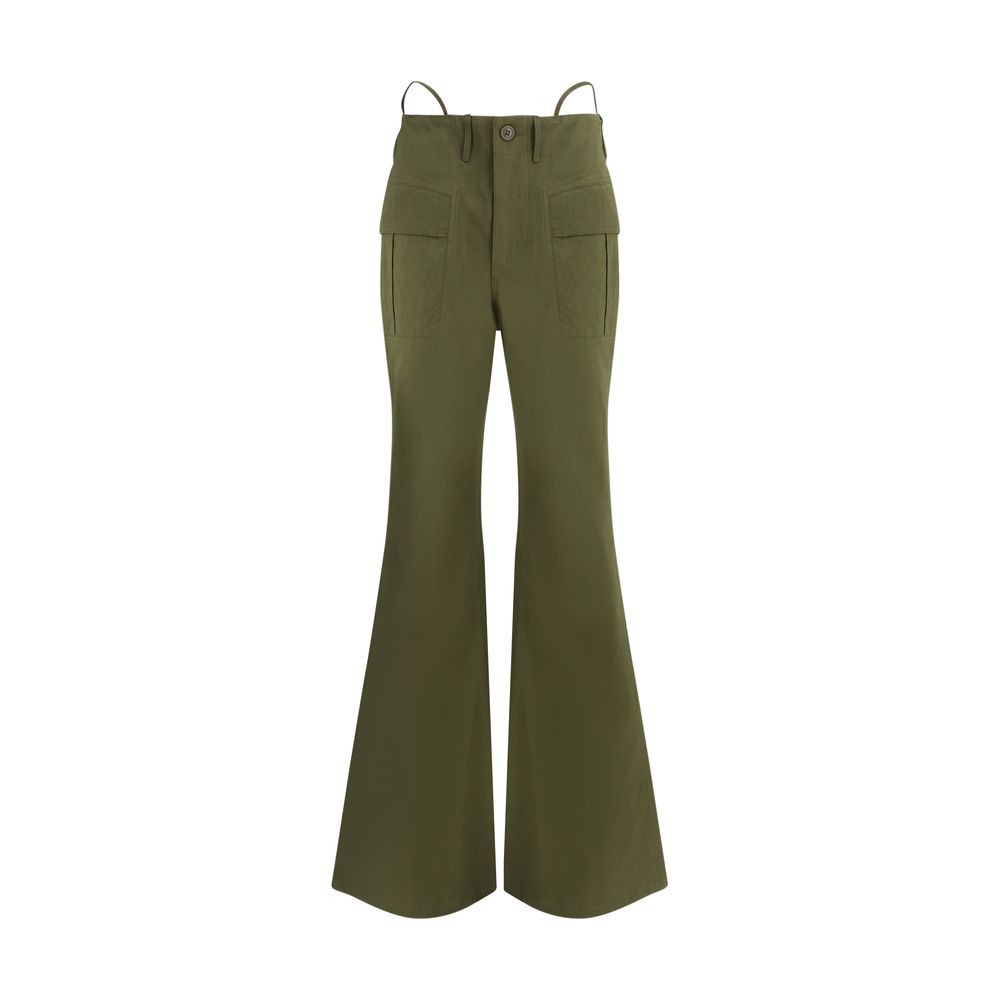 Bicolor Cotton Flared Pants - TIZZIL