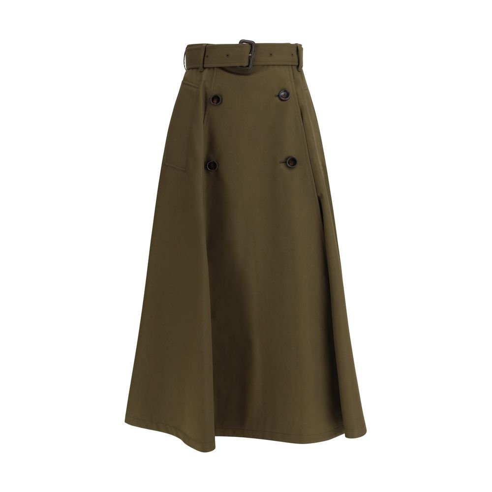 Bicolor Cotton Midi Skirt - TIZZIL