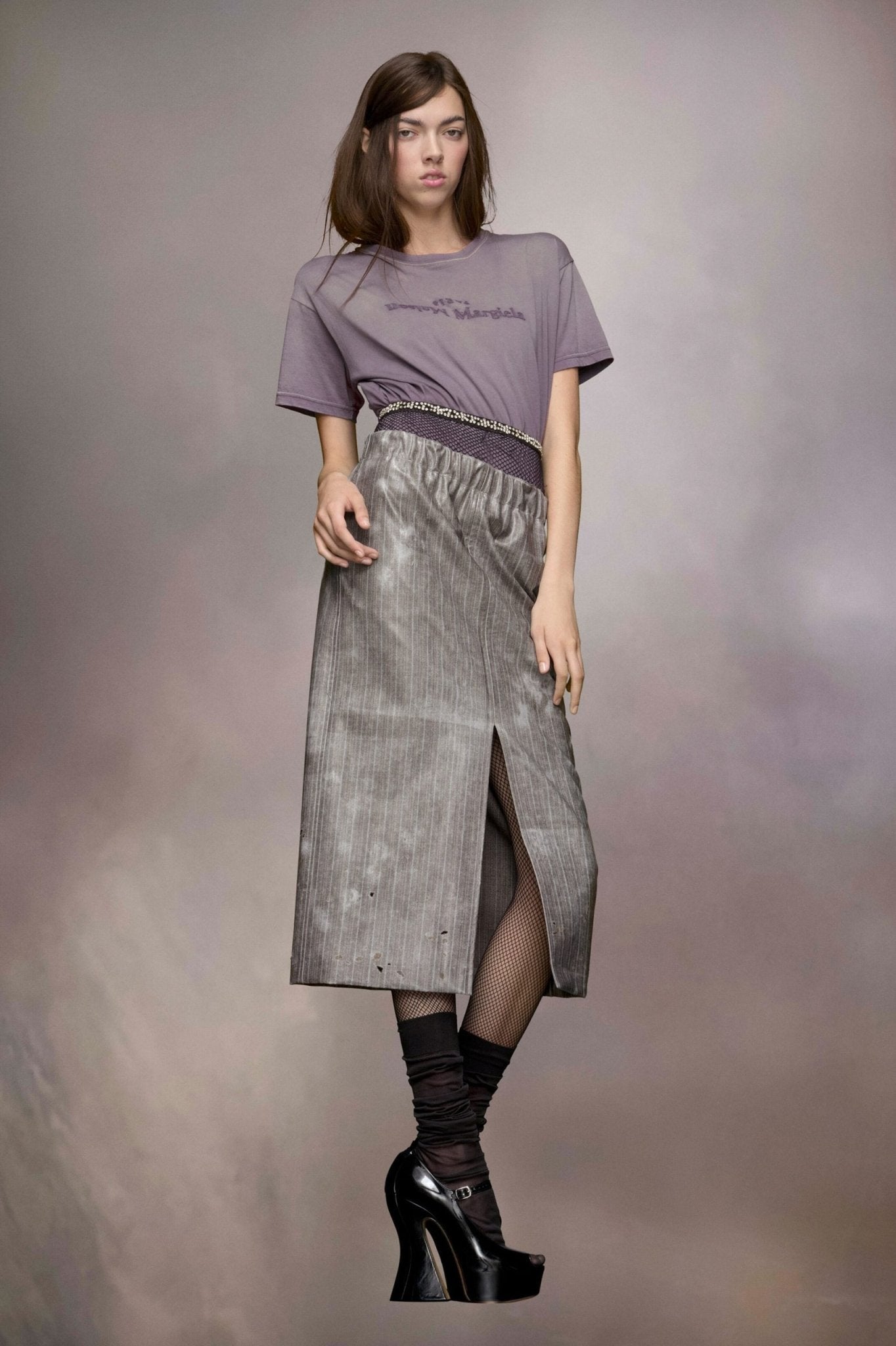 Bicolor Fibres Midi Skirt - TIZZIL