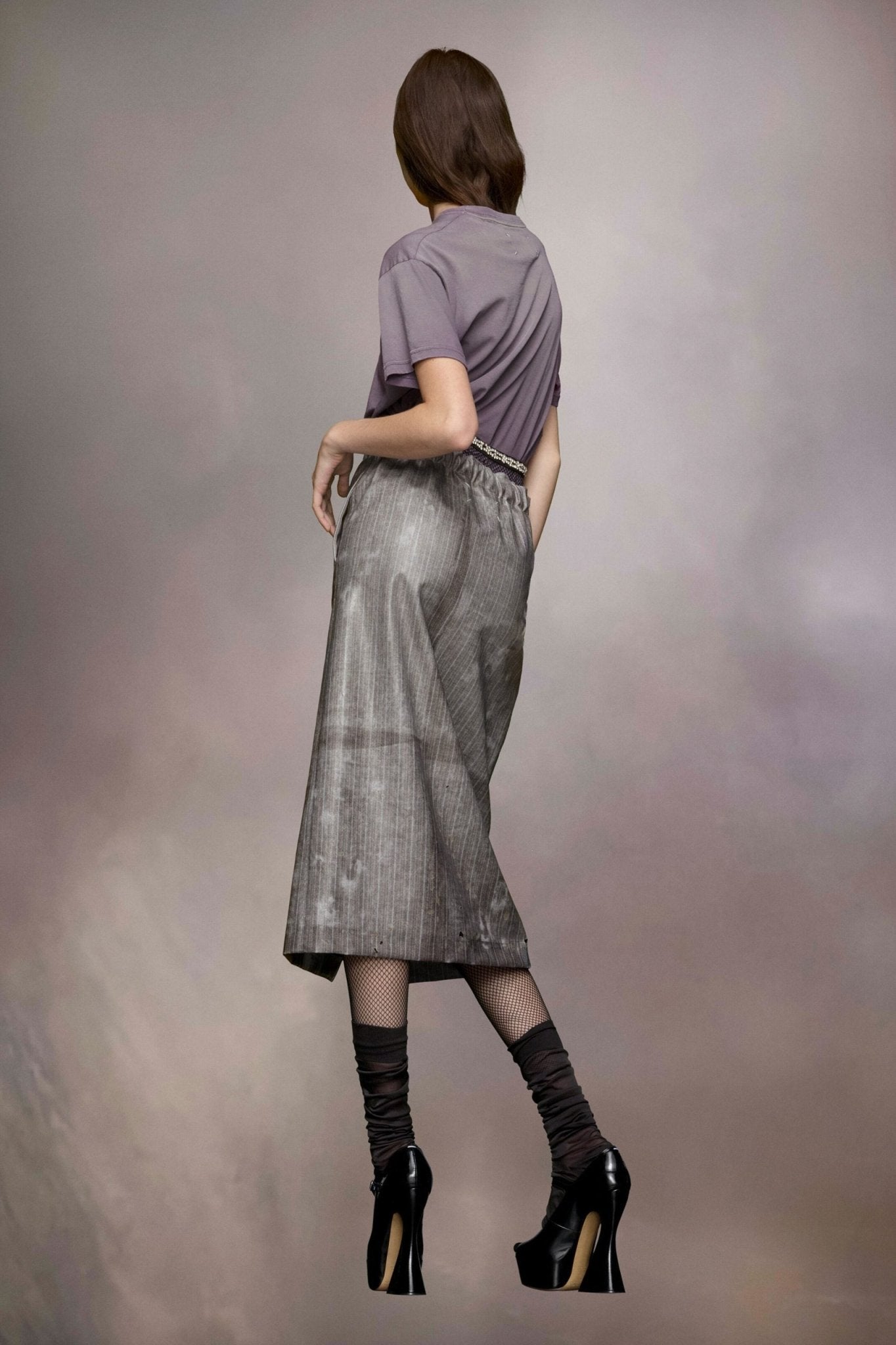 Bicolor Fibres Midi Skirt - TIZZIL