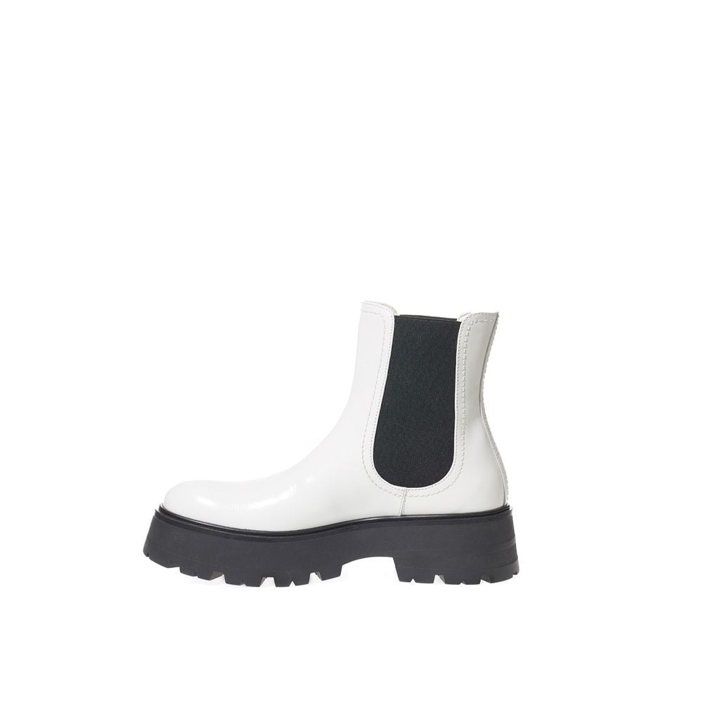 Black And White Leather Chelsea Boots - TIZZIL