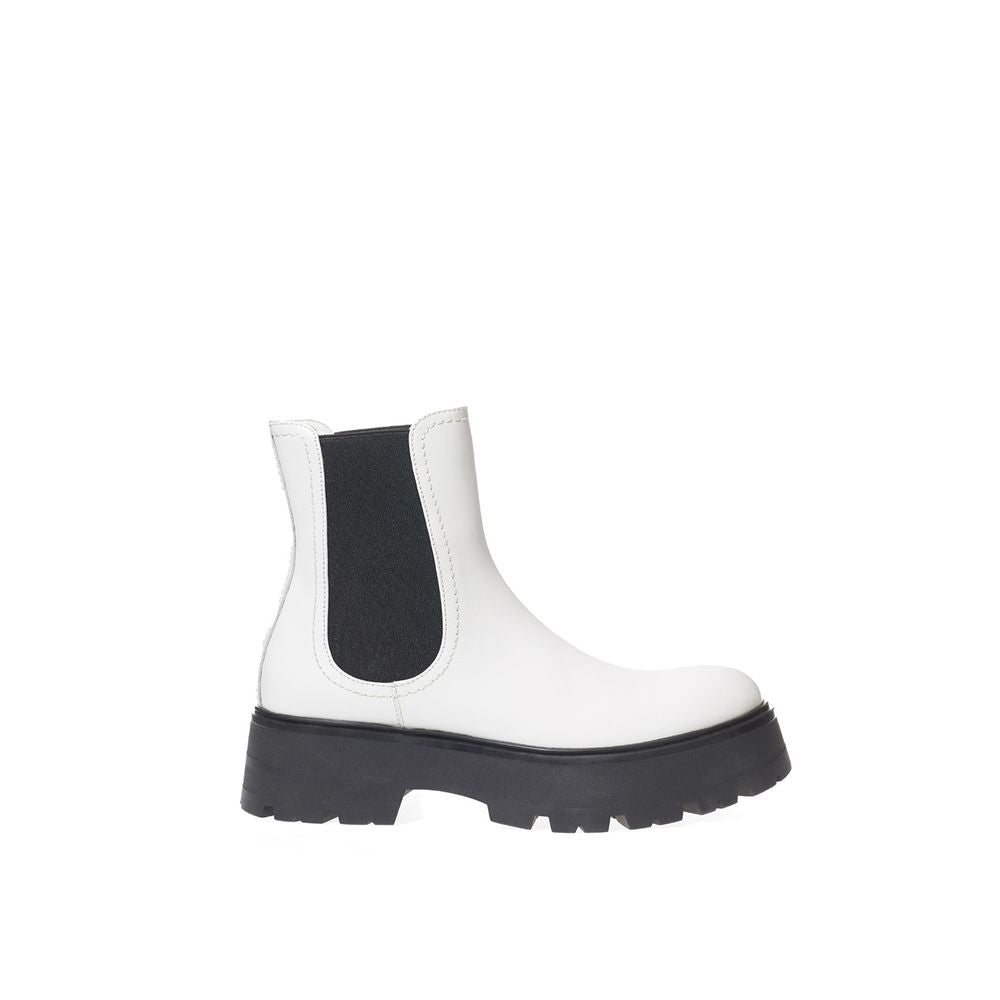 Black And White Leather Chelsea Boots - TIZZIL