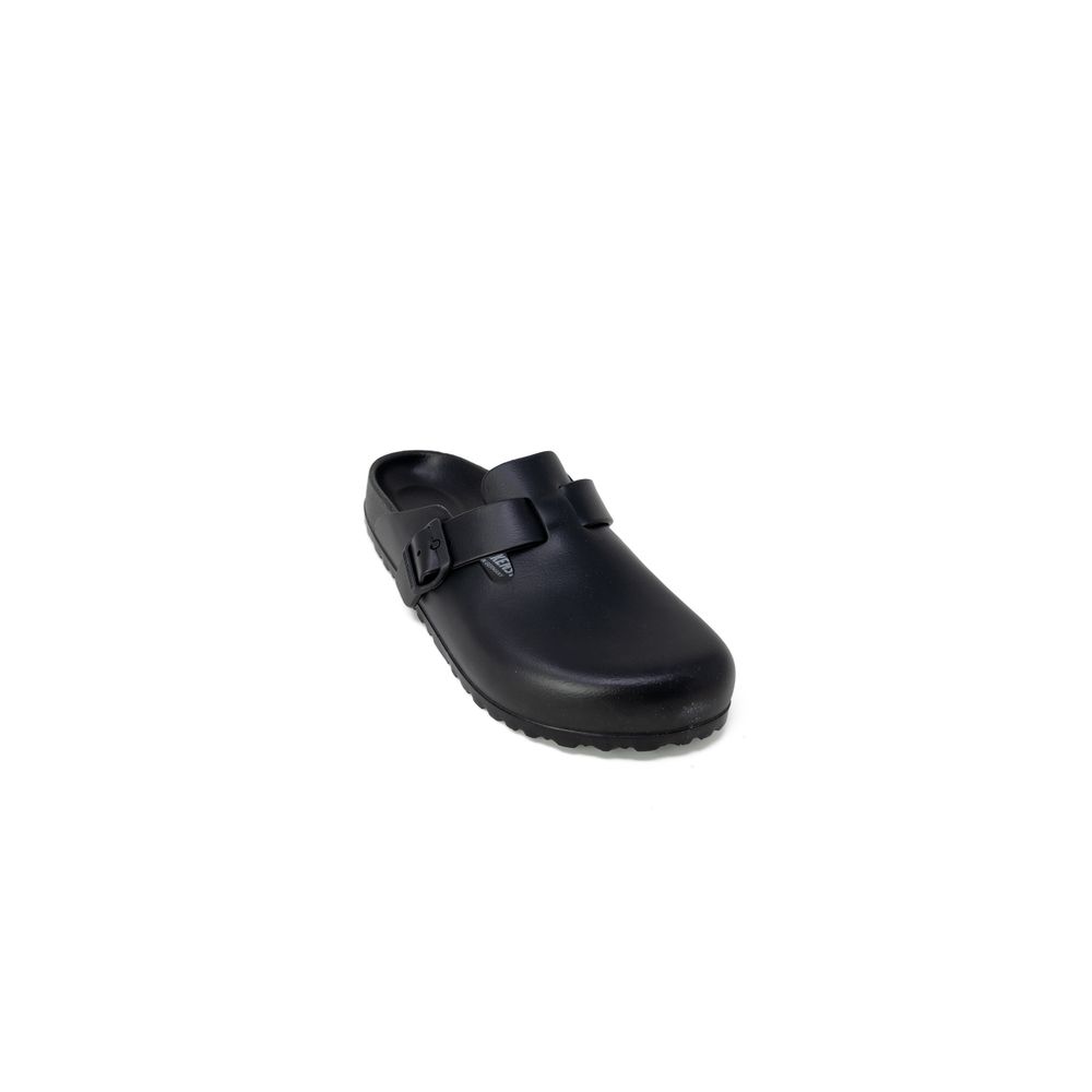 Black Artificial Leather Slippers - TIZZIL