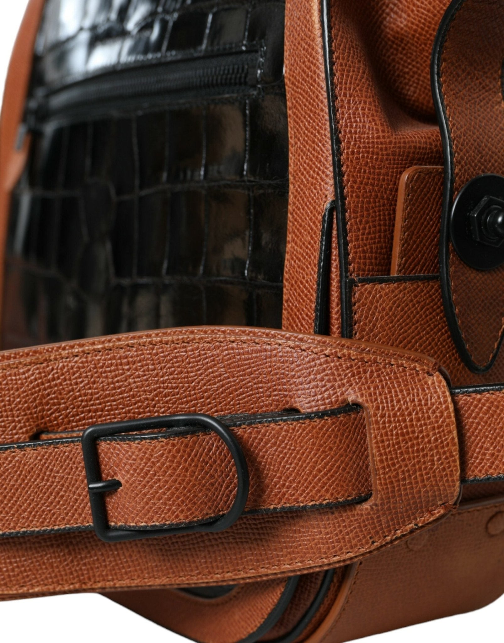 Black Brown Exotic Skin Leather Vertical Crossbody Purse Bag - TIZZIL