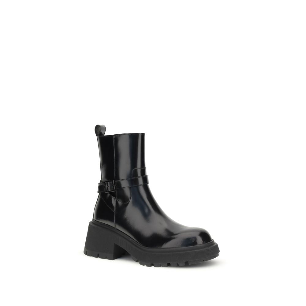 Black Calf Leather Bos Taurus Ankle Boots - TIZZIL