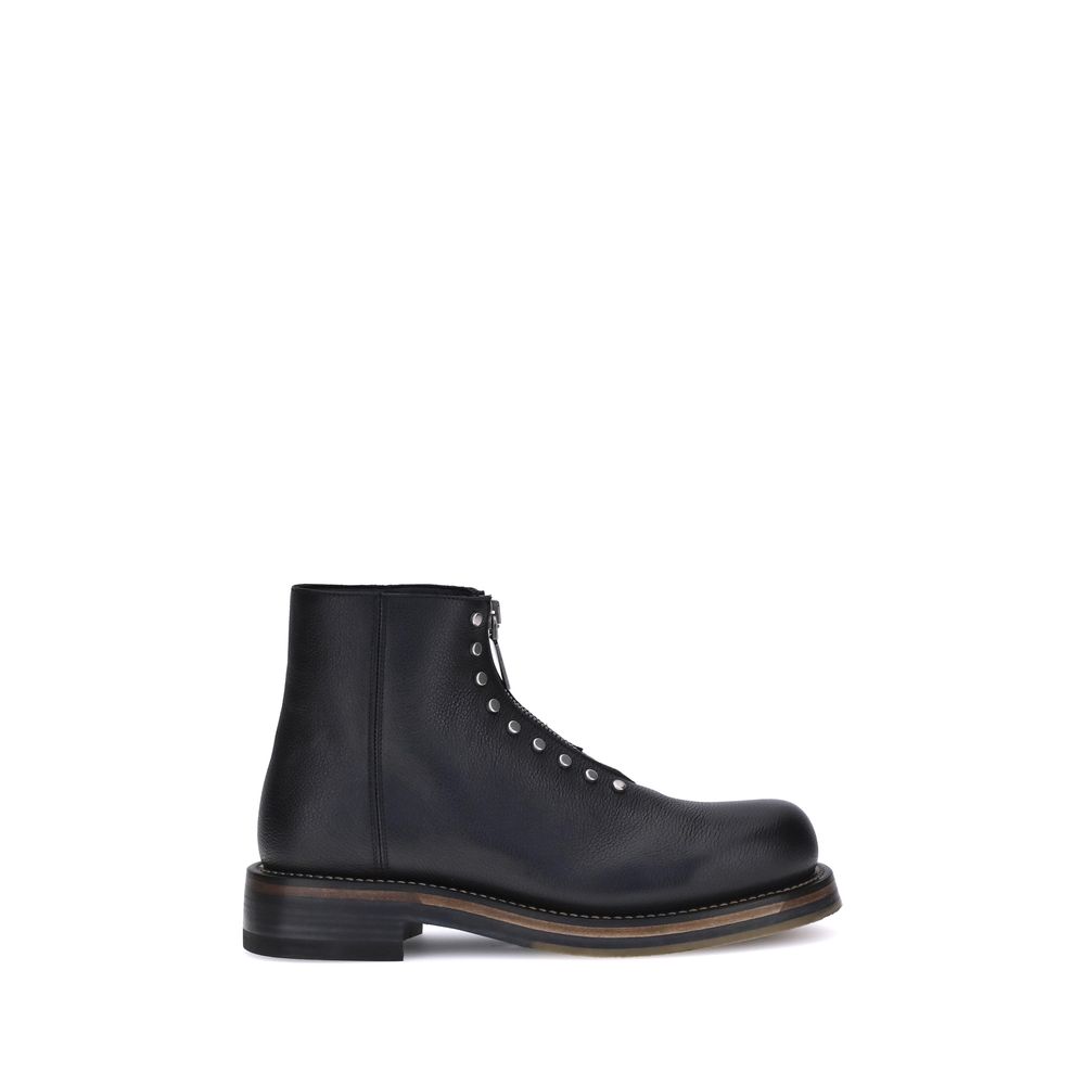 Black Calf Leather Bos Taurus Ankle Boots - TIZZIL