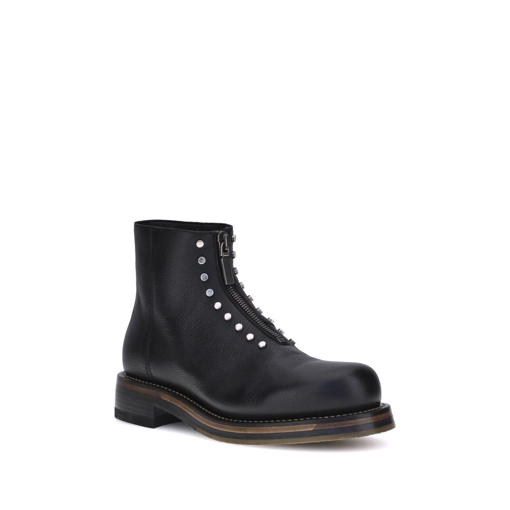 Black Calf Leather Bos Taurus Ankle Boots - TIZZIL