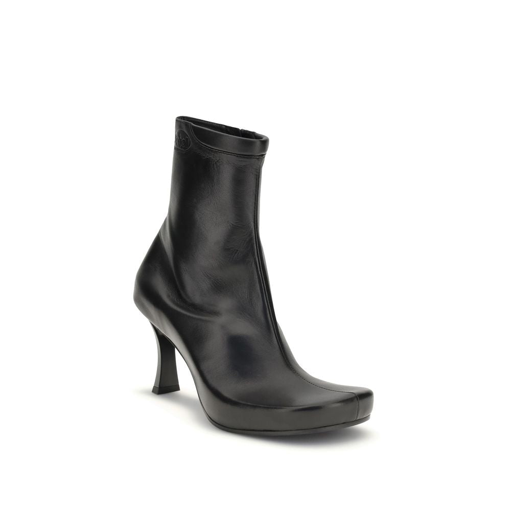 Black Calf Leather Bos Taurus Ankle Boots - TIZZIL